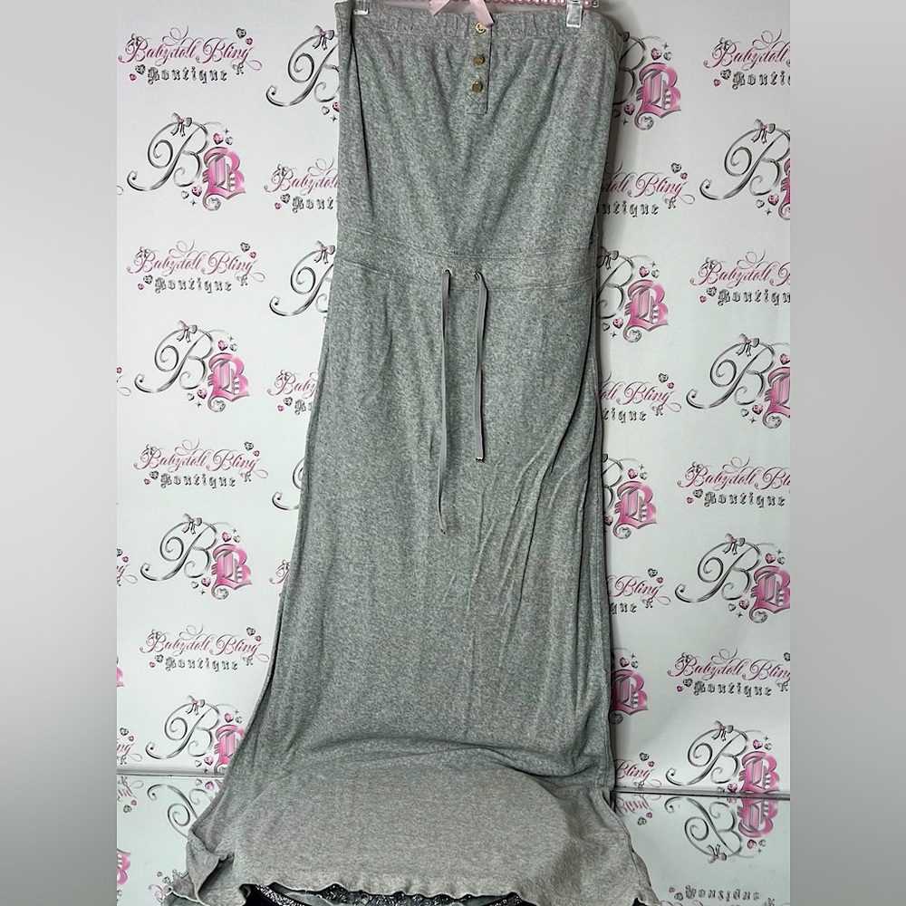 Juicy couture dress strapless terry cloth towel buttons Elegant Gray Maxi Dress